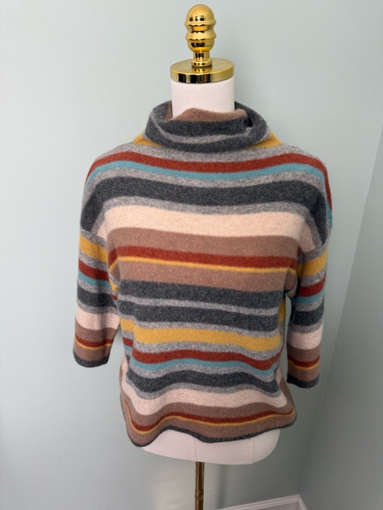 Cullen Sweaters - Cullen 100% Cashmere Multicolor Striped Turtleneck Sweater‎ Luxury Knit Small S